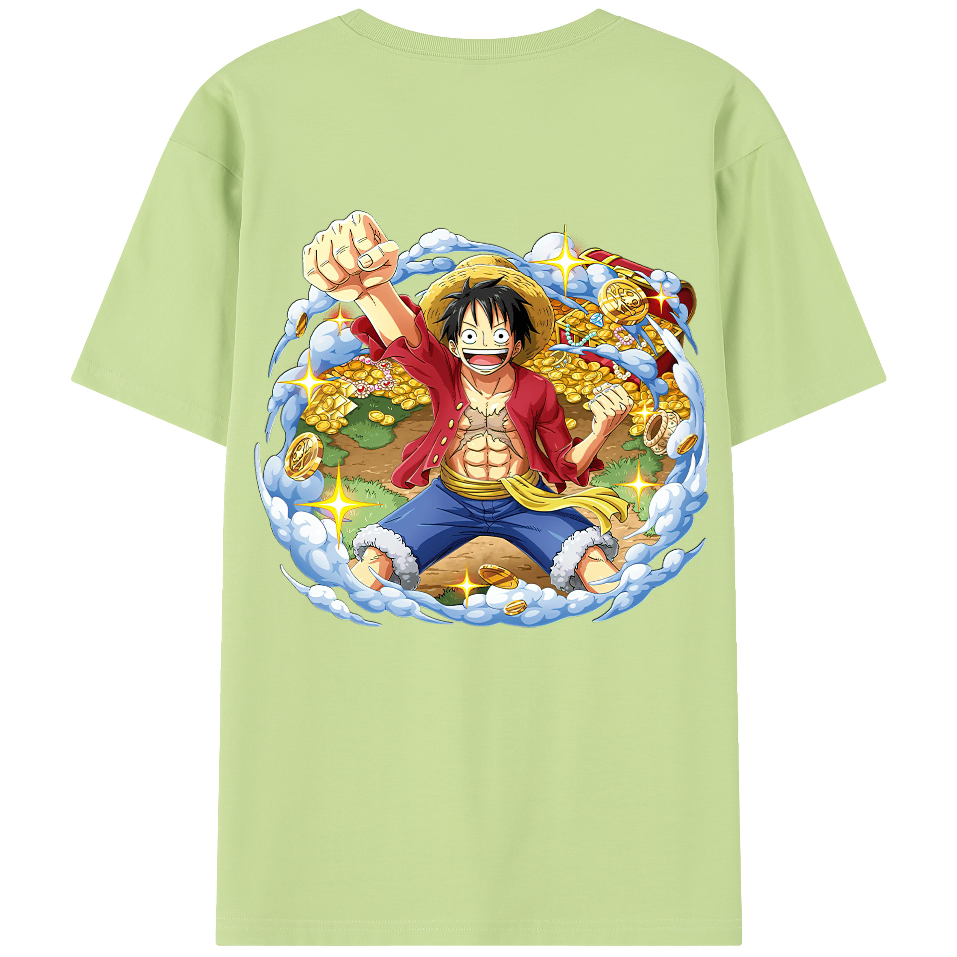 ワンピース モンキー・D・ルフィ ONE PIECE Monkey D. Luffy 綿100％半袖Tシャツ（背面プリント）